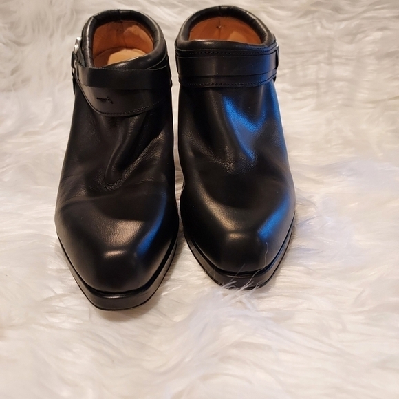 Frye Katie Heel Leather Cowgirl Western Black Ankle Booties boots sz 10M - Picture 6 of 14